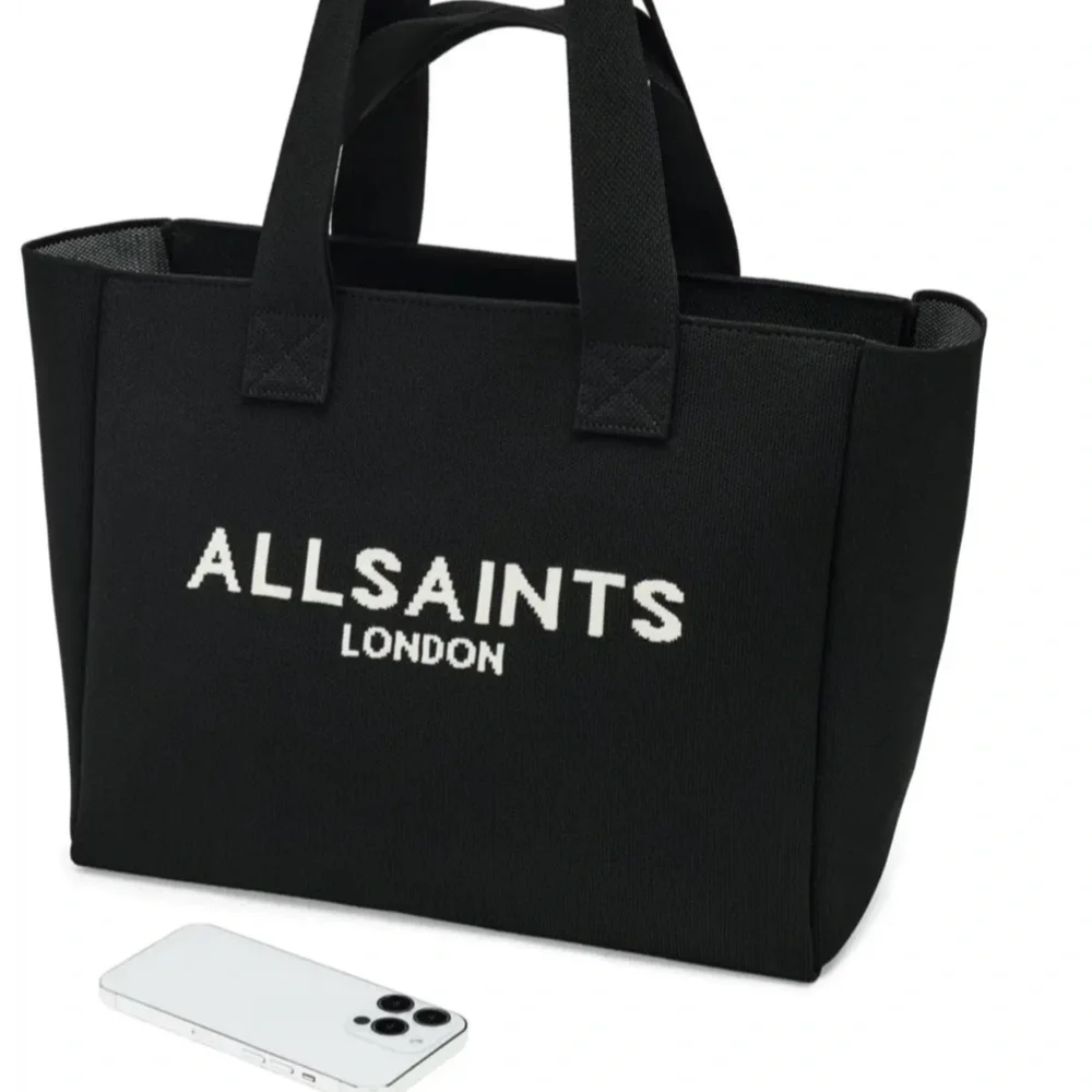 All Saints Izzy Medium Black Logo Tote - Picture 2 of 7